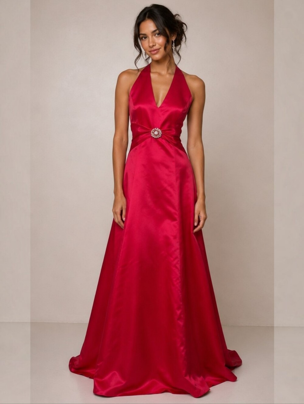 Vintage Jessica McClintock Gunne Sax Pink Satin Halter Gown Vintage Size 13/14